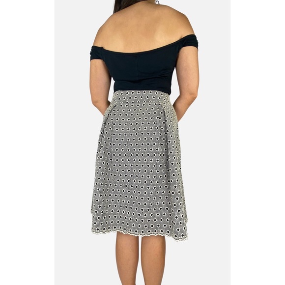 MINT High Waisted Retro A-line Midi Skirt with Circle Embroidery Size AU 10 - Picture 3 of 9